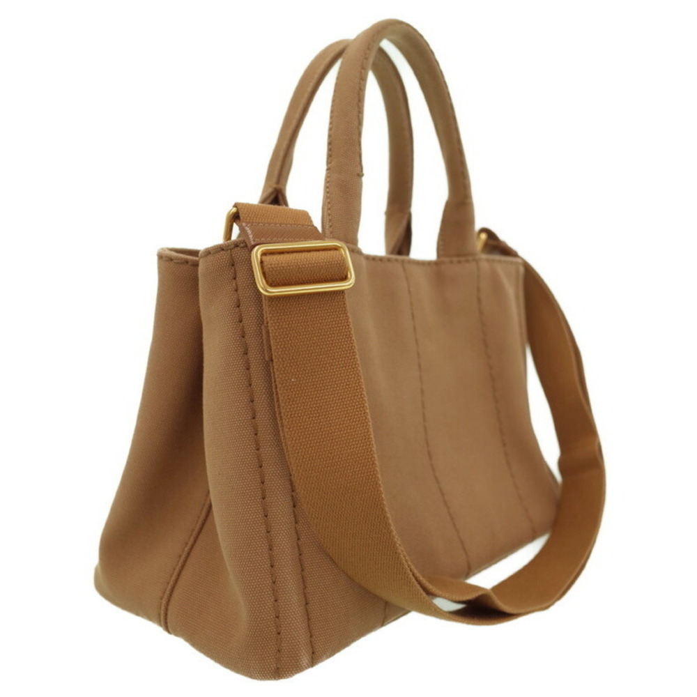 Prada Canapa Brown handles canvas 2way handbag Tote top